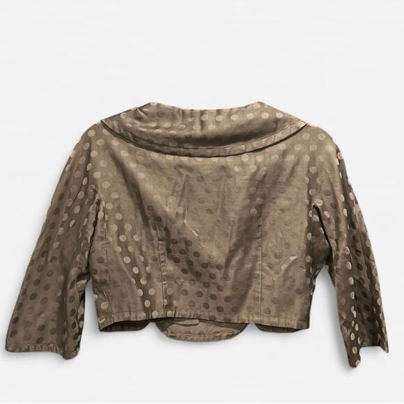 Vintage 50s Two Piece Brown Polka Dot Print Dress And Jacket Peter Pan Collar - Picture 7 of 12